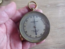 MILITARY ANTIQUE 19TH CENTURY  GILT  POCKET BAROMETER WORKING