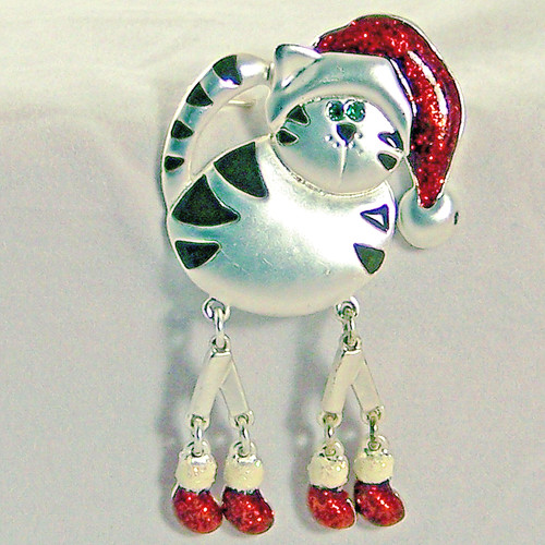 Vintage cat pin - pin, dangling