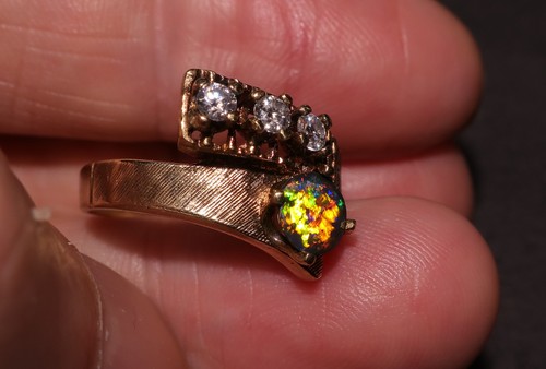 Opal ring stunning lightning - ring,