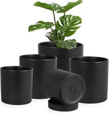 Homeuouz 5 Pack Plastic Plant Pots,17.5/15/14/12.5/10CM,Flower Pot Large Plant P