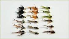 18 BARBLESS Gold Head Nymph Trout Flies, 6 Varieties Size 10/12/14 Fly Fishing