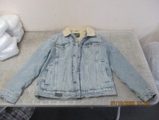 Mens Superdry Denim Borg Lined Sherpa Jacket (distressed look)  Light Blue (XL)