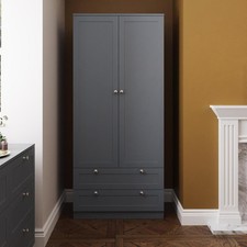 2 Door Combination Wardrobe Shaker Style Modern Bedroom Furniture Matt Grey