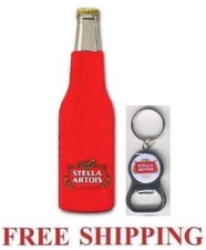 STELLA ARTOIS BELGIAN BEER BOTTLE SUIT COOLER COOLIE KOOZIE & BOTTLE OPENER SET