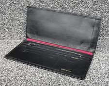 Napkid Calf Leather Wallet Cheque Book Notepad Pen Credit Card Notes Holder