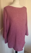 Peter Hahn Ladies UK22 EU50 Pink Knitted Jumper with Boat Crew Neck VGC