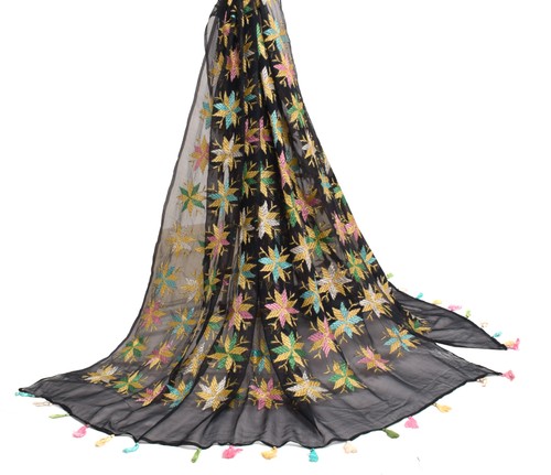 Sushila vintage black phulkari - vintage,