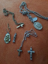 Vintage Catholic Religious  Artefacts. Metal Silver Tone 6 Pieces In Total