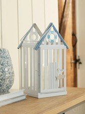 NEXT Beach Hut Lantern Candle Holder Seaside Nautical Seagull pillar - BNWOT