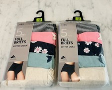 Marks & Spencer Pack Of Cotton Lycra Full Briefs Knickers X 2 Size 12 Multi