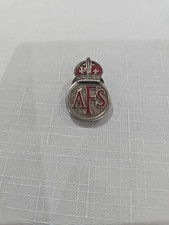 WW2 Auxiliary Fire Service Enamel Lapel Badge. 1st Issue In STERLING SILVER.