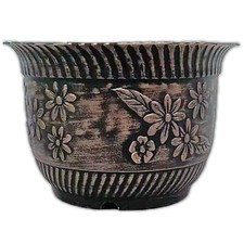 Round plastic plant pot copper - plant,