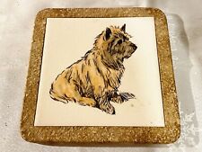 VINTAGE DOG DESIGN CORK BACKED CERAMIC TILE TRIVET TABLE DECOR WORKTOP SAVER