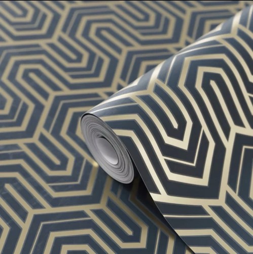 Malah geometric blue art deco - blue,