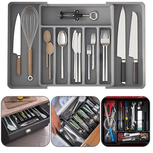 Extendable cutlery tray drawer - extendable,