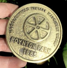 Macclesfield Vintage Machinery Group Poynton Park Brass Badge Plaque Sign