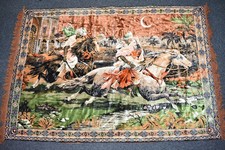 Oriental Scene Tapestry 6ft x 4ft Velvet Wall Hanging / Rug - Tasselled Fringed