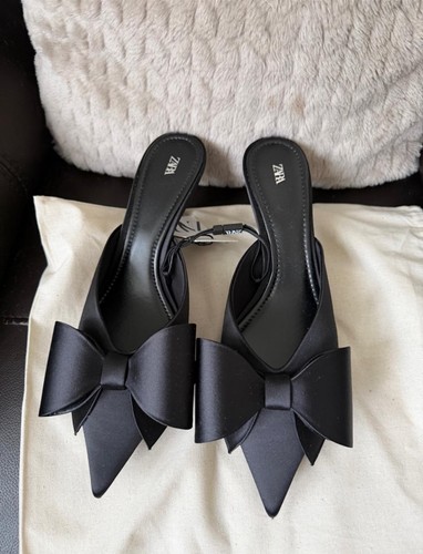 Zara bow high heel mules - zara,