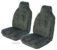 For Daihatsu Fourtrak Fieldman - Front Pair of Grey Faux Fur Car Seat Covers
