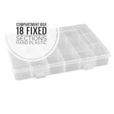 Sturdy Compartment Organiser Box Transparent 18 Fixed Good Quality Hard Plastic