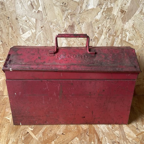Vintage record metal tool box - record,