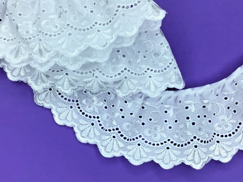 White floral satin embroidered - floral,