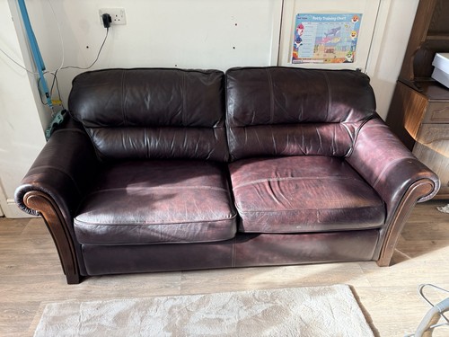 Brown leather sofa bed really - brown,