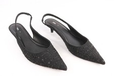 Zara Low Heel Black Sling Back