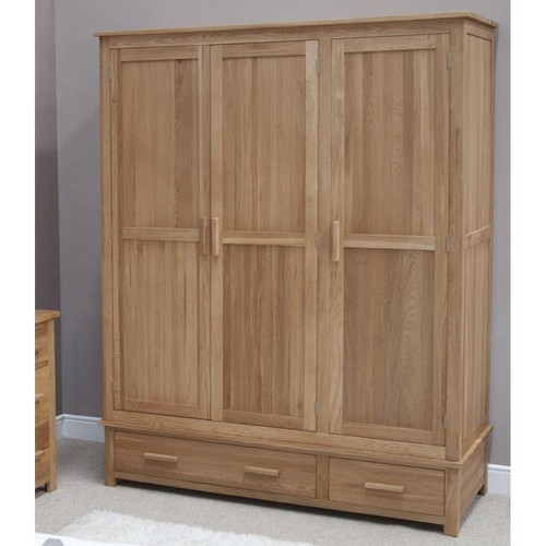 Solid oak triple wardrobe - solid,
