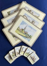 Pimpernel English Cathedrals Placemats And Coasters Set x 6 Cork Backed Ex Cond