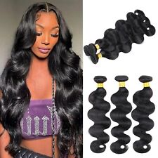 Brazilian Body Wave 100% Human Hair Weave 3-14" Bund &Eyelashes Kit NEW