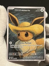 ✨ Eevee with Straw Hat | CUSTOM MADE Van Gogh Promo Pokemon Art ?️