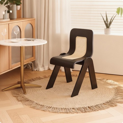 Wooden armchair with - wooden, woven