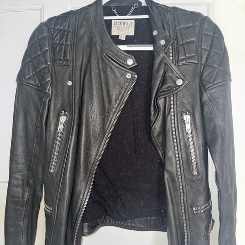 Jack wills black leather biker - jack,