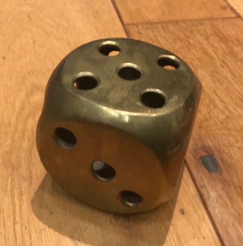 Large brass dice paperweight - brass,