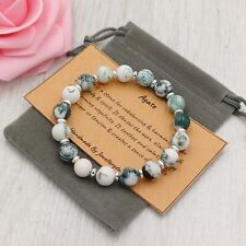 TREE AGATE Bracelet Stretch Fit Handmade +Gift Bag & Card Crystal Gemstone 6/8mm