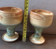 Pair Of Vintage Tintagel Cornwall Studio Pottery Goblet