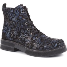 Pavers Floral Lace Up Boots