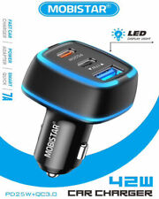 Fast Car Charger PD 42W 3 Port USB TYPE C Cigarette Lighter Socket Power Adapter