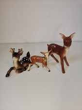 3 Ceramic Deer Fawn Bambi Figurines Cherry Brandy Rynbende Christmas Ornaments