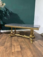 Gilt Metal Rectangular Coffee Table with Reconstituted Marble Top