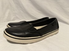 Crocs Hover Womens Size 9 Black White Leather Crocband Croslite Loafer Shoes