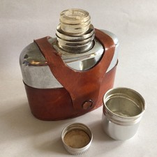 Vintage Glass Hip Flask, Brown