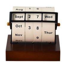 Wooden Rotary Calendar Reusable Perpetual Calendar Manual Countdown Calendar.