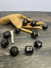 Vintage Chunky Raw Garnet Polygon & Tiny Lapis Lazuli Bead Necklace, Afghanistan