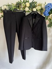 TED BAKER Tuxedo Black Suit Slade 2 Piece Set Jacket UK M & Trousers 32" NEW