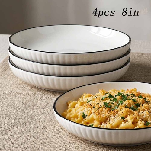 4pcs 8in ceramic round dish - ceramic,