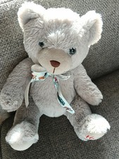Hamleys 2019 Grey Teddy Bear With Christmas Bow Soft Toy. 10" .