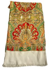 Mens Vintage SCARF PURE 100% WOOL Hand Printed Paisley Patterned 70’s PERFECT