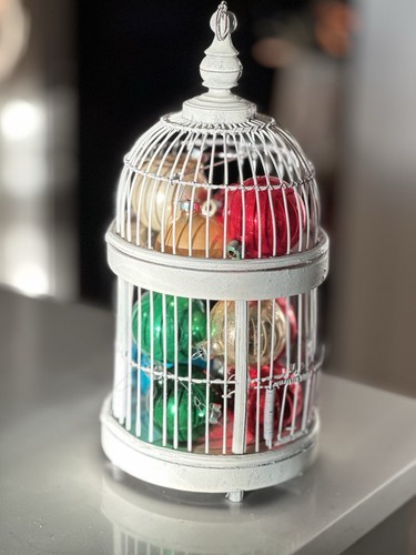 Vintage bird cage - cage, filled